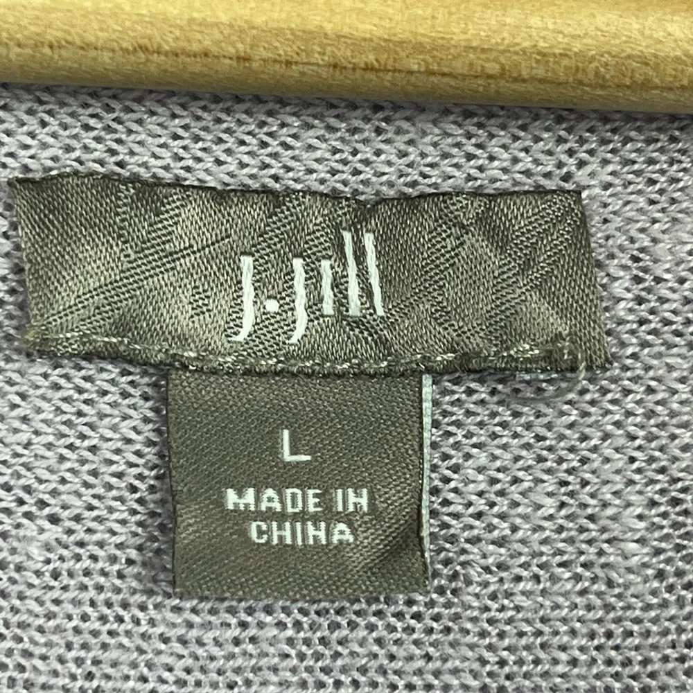 J.Jill light purple linen rayon knit open front waterfall vest shrug, large.